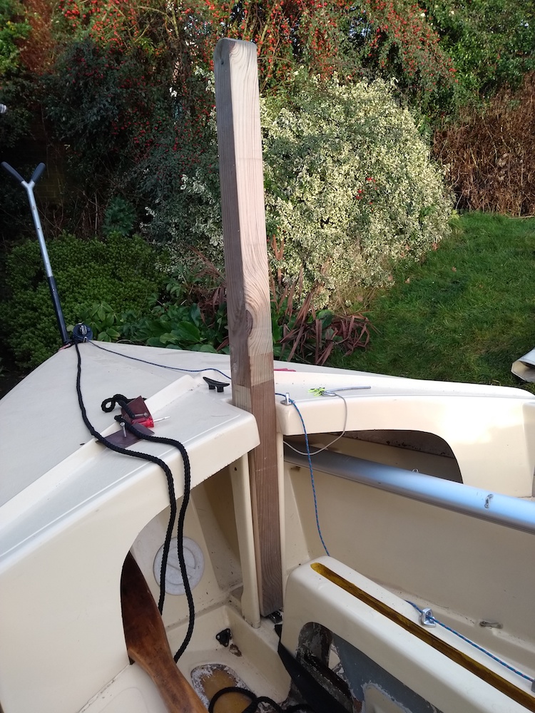 Picture of a prototype mast base in position to see if it would work.